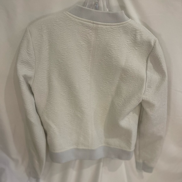 Banana Republic Cream Textured Pebbled Full Zip Up Bomber Jacket Size Small - Picture 5 of 8
